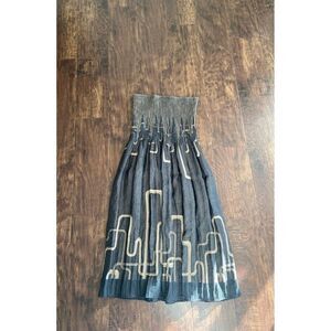 LAPIS WOMEN'S BROWN STRAPLESS GEO PATTERN DRESS ONE SIZE